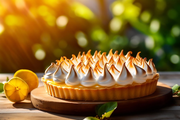Luscious Lemon Meringue Tart Captivating CloseUp Photography for Culinary Book or Advertisement