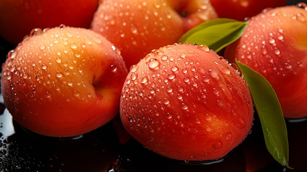 Luscious Peach Background with Water Droplets