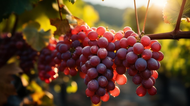 Luscious red grape in vineyard