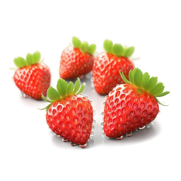 사진 맛있는 은 딸기 (fragaria ananassa) 와 반이는 물방울 (drops) 이 우아하게 배열되어 있습니다.