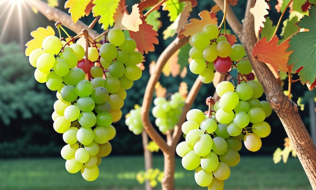 Luscious Vineyard Bounty Grapes Bunches Display Fruits Fresh Harvest Agriculture Vineyard J