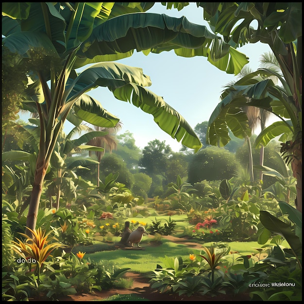 Lush Banana Garden Paradise