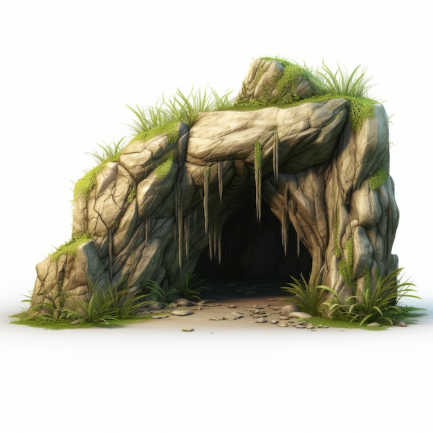 Lush And Detailed Cave Scene With Realistic Grass