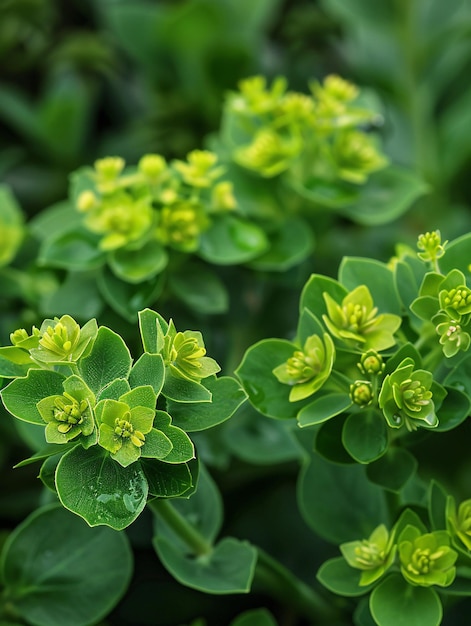 Photo lush euphorbia characias in bloom known as the mediterranean or albanian spurge