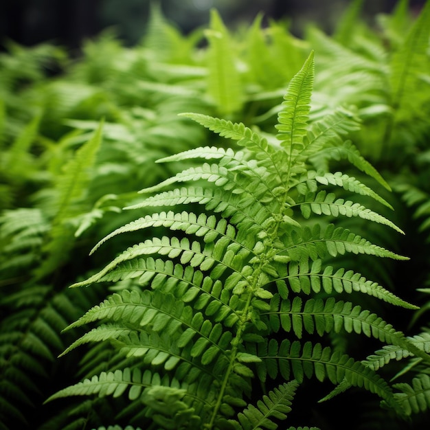Lush Fern Leaves in a Forest
