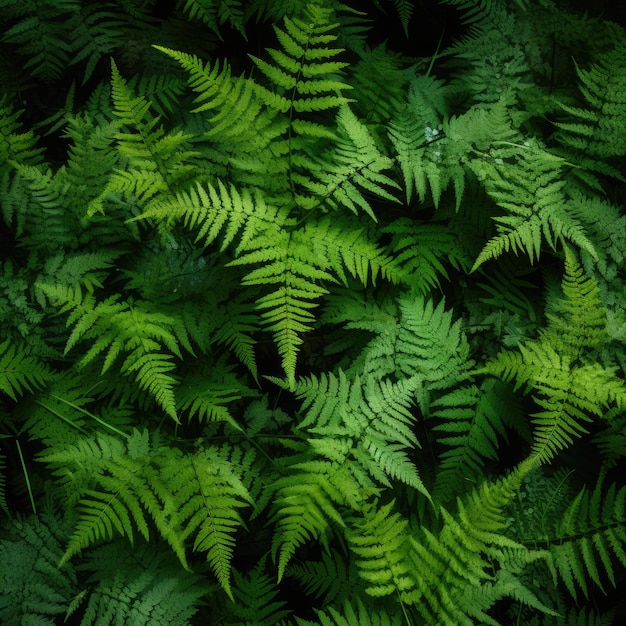 Lush Fern Leaves in a Forest