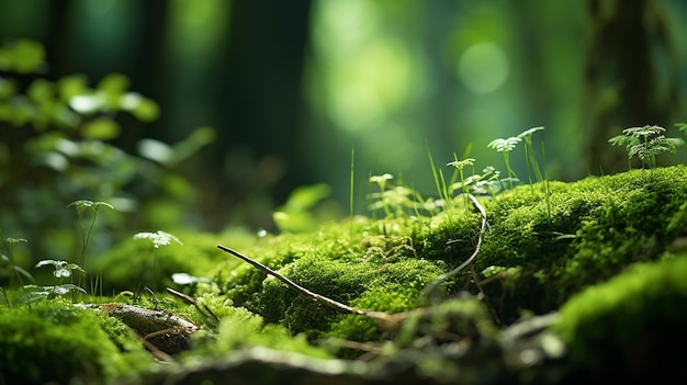 Lush forest moss closeup