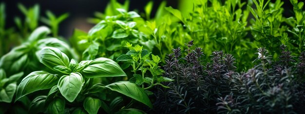 Lush garden herbs