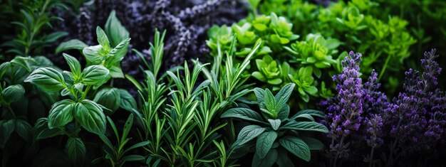 Lush garden herbs