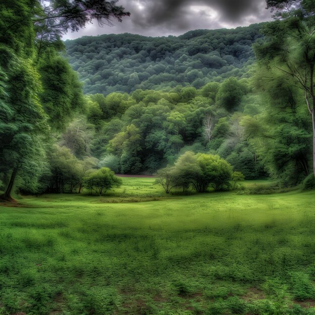 Foto un lussureggiante campo verde di sogni