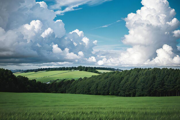 a lush green field with green sky