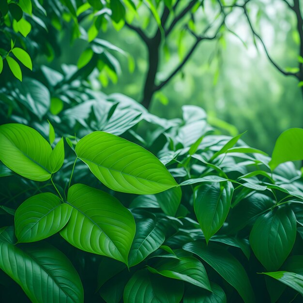 Photo a lush green forest filled with lots of leaves