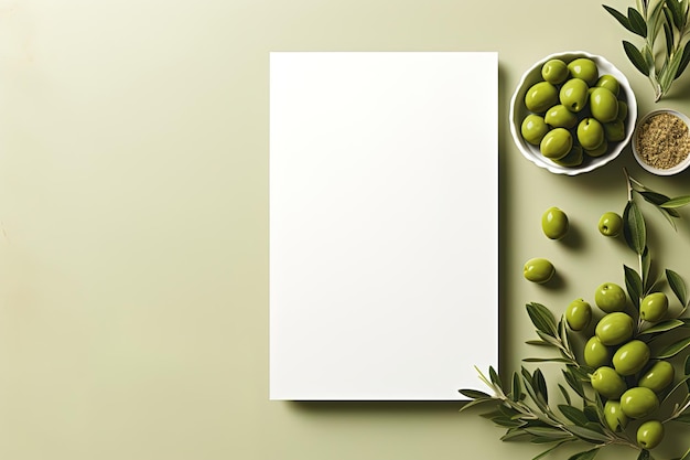 Lush green fresh natural olives displayed on a flexible canvas