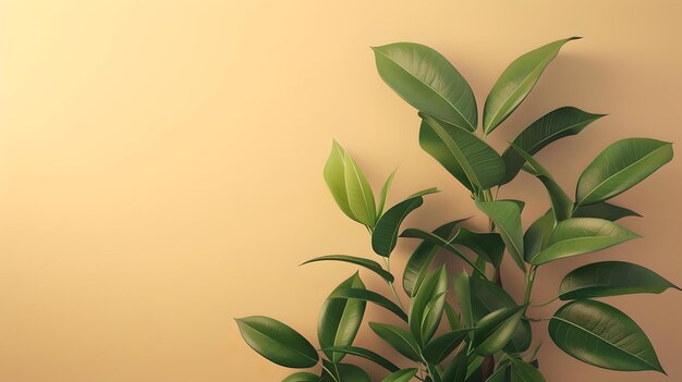 Lush green indoor plant on the beige background perfect for modern interior design serene nature scene with copy space AI