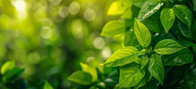 Foto una pianta verde lussureggiante con gocce d'acqua su di essa