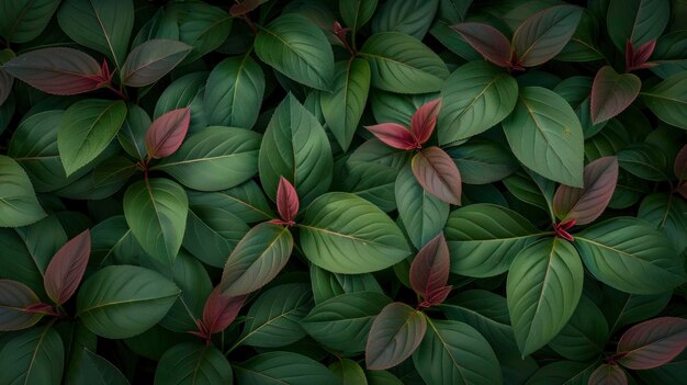 lush green leaves with red undertones