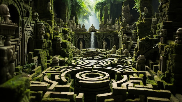 Photo lush green maze of plants