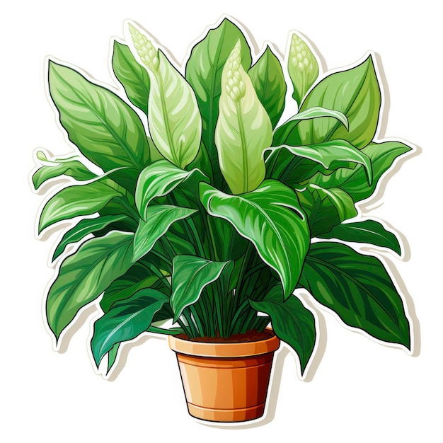 Photo lush green potted peace lily plant illustration