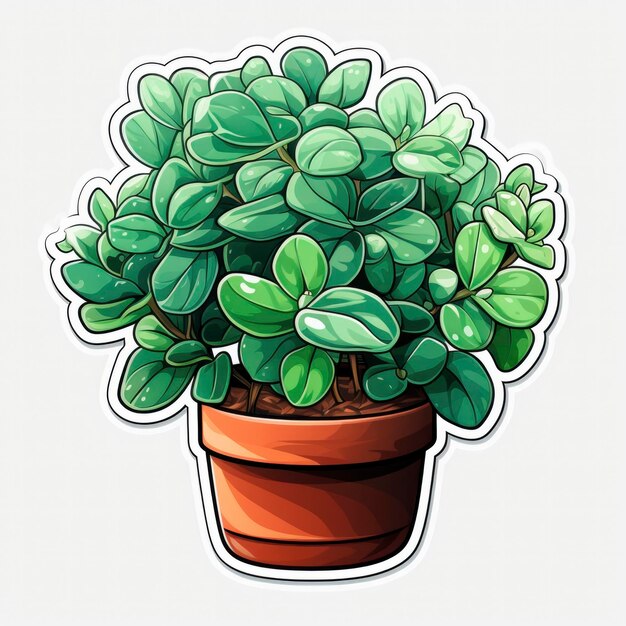 Lush Green Potted Succulent Plant Sticker Illustratie