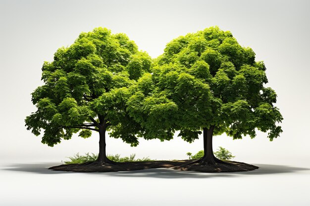 Lush Green Trees Against a White Background