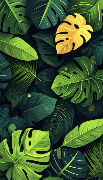 Плодородная зелень Тропические листья Текстурированный фон