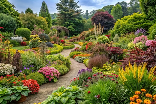 lush greenery and vibrant blooms of a botanical garden