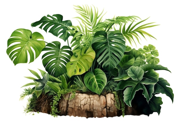 Lush Jungle Climbing Monstera op boomstam Generatieve AI