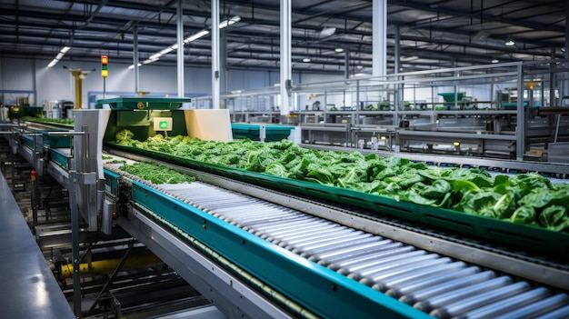 Lush lettuce crops thrive in a vast hightech farming facility