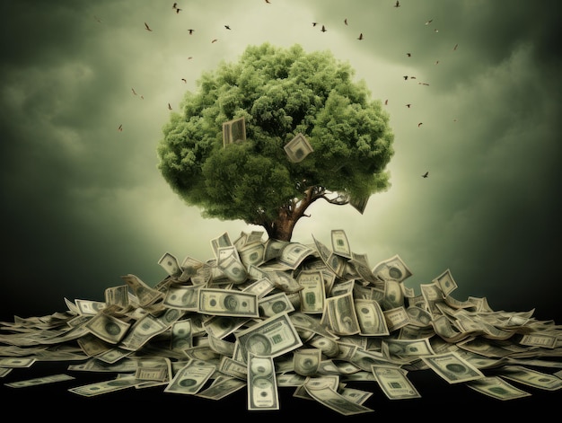 Photo lush money tree illustration of prosperity