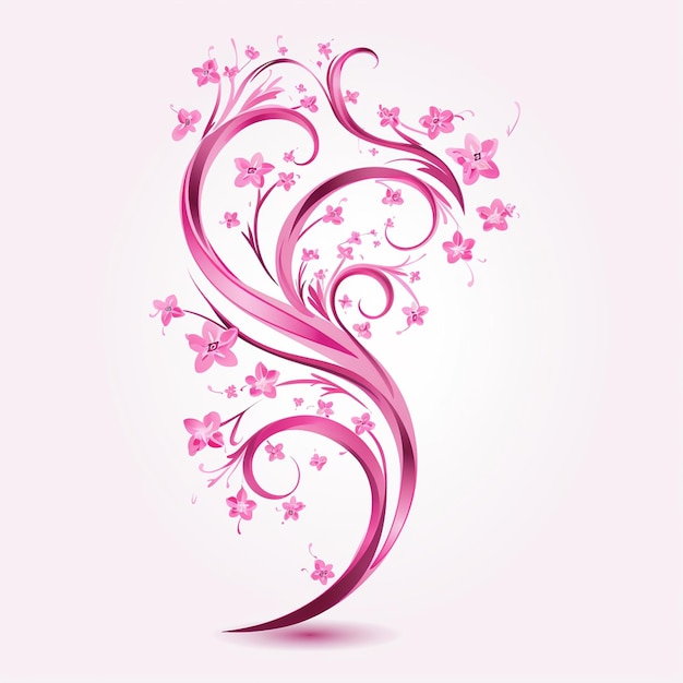 Lush Pink Ribbon Floating on Pastel White Background