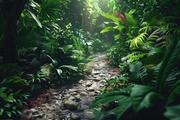 Photo lush rainforest path