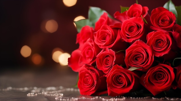 Lush red rose bouquet displayed elegantly on a table