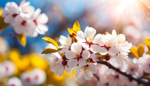 Lush sakura flowers blooming in spring cherry blossoms for the holiday