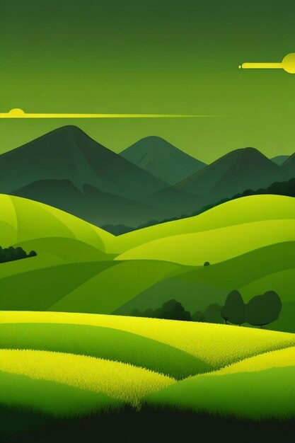 Иллюстрация вектора пышного спокойствия на фоне зеленого ландшафта