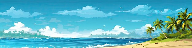 Пышный тропический пляж пейзаж баннер обои дизайн для вашего творческого проекта