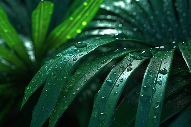 Lush Tropical Foliage Wet Dark Green Leaves for Backgrounds