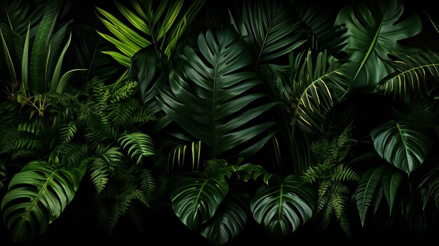 Photo lush tropical greenery with vibrant monstera and fern foliage