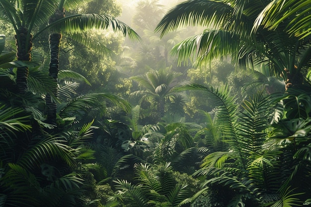A lush tropical jungle alive with the sounds of wi