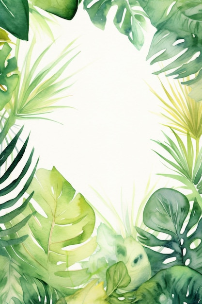 Lush Tropical Leaves Watercolor Painting