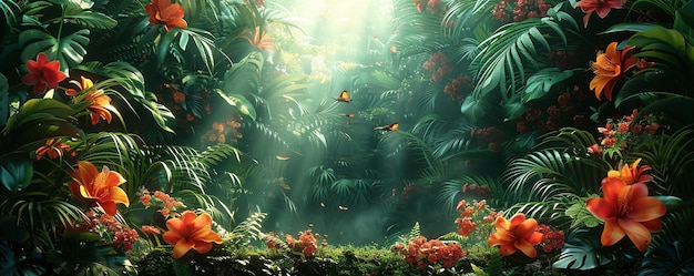 Photo a lush tropical rainforest teeming life wallpaper