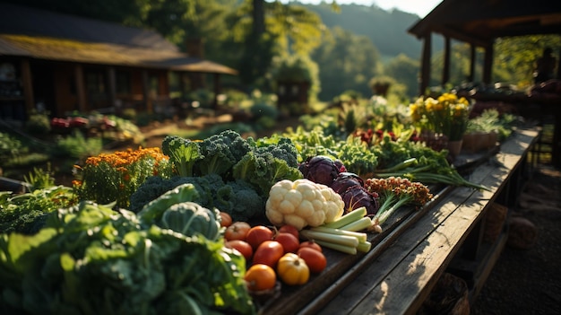 Фото Плодородный овощный сад с разнообразными органическими продуктами