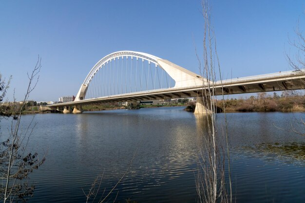 Photo lusitania bridge from 1991 over the guadiana river merida spain