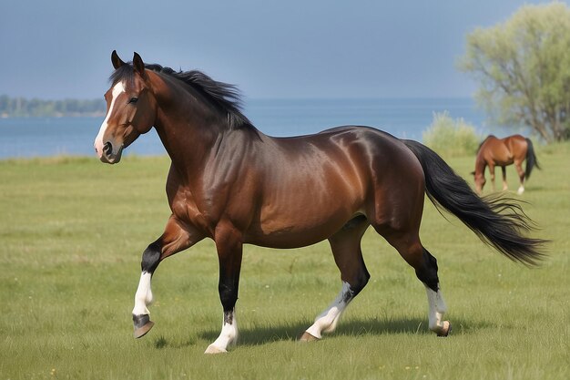 Photo lusitania mare on the meadow