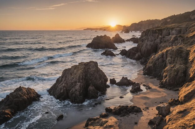 Photo lustrous dusk on the oceans edge