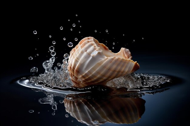 写真 泡立つ 水 の 中 で 輝く 海貝