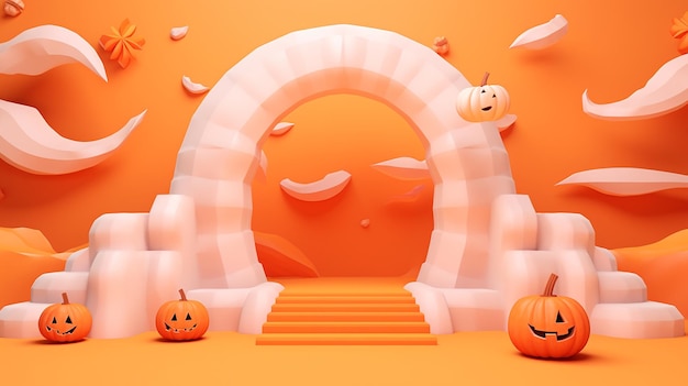 Luxe 3D gerenderd Halloween achtergrond pompoen vibe