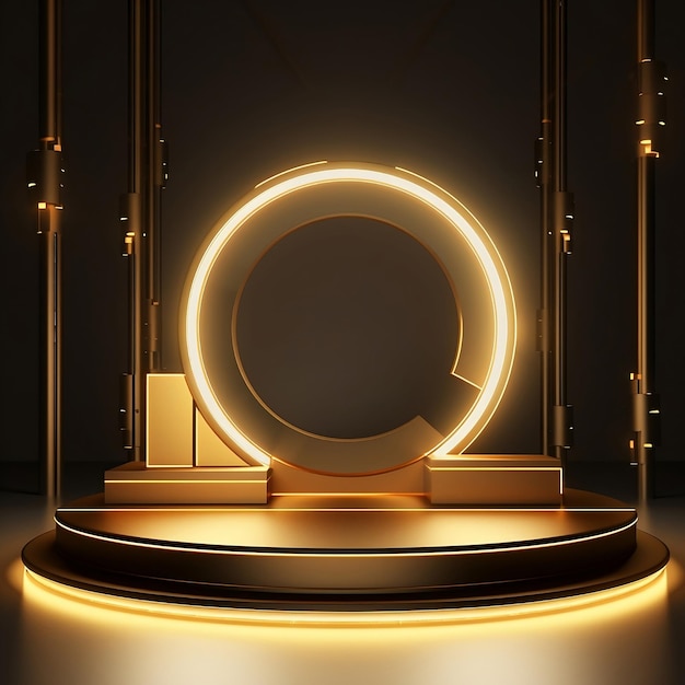 Luxe 3D gouden podium studio licht generatief door AI