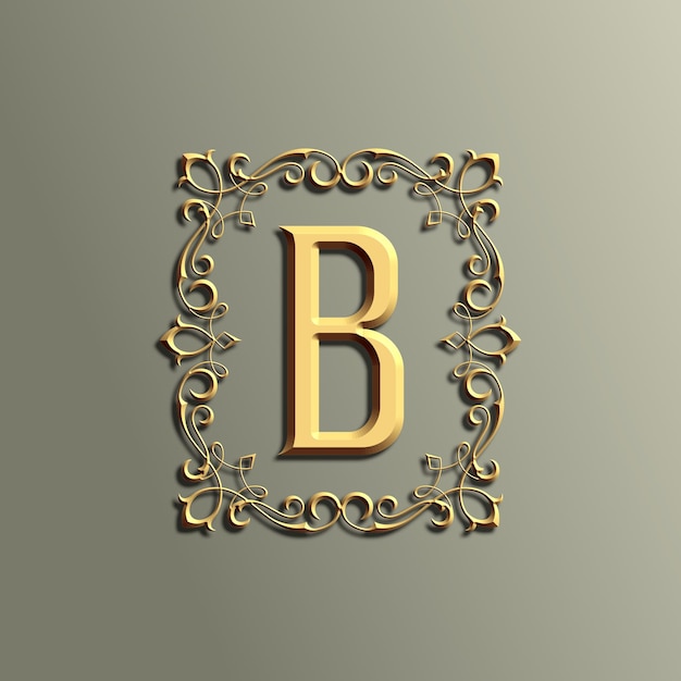 luxe 3d vintage letter B-logo met ornament