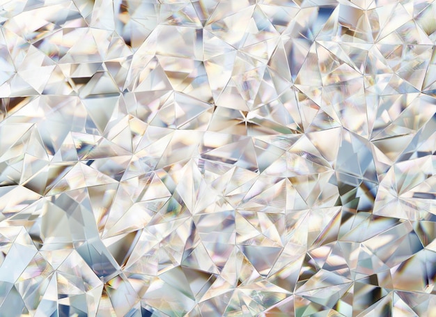Luxe abstracte realistische kristallen textuur met prisma spectrum bijtende reflectie close-up achtergrond 3D-rendering