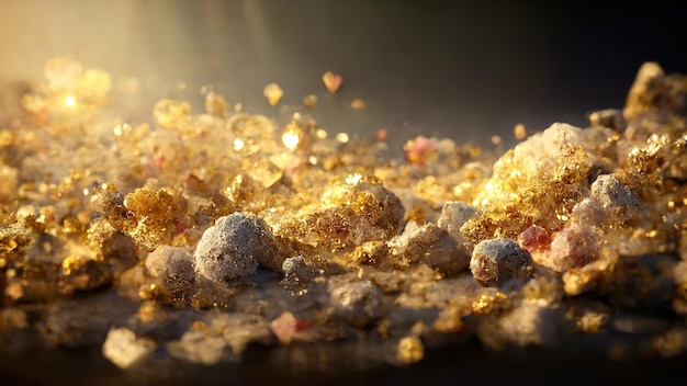 Luxe achtergrond met gouden stof wazig achtergrond bokeh lichteffecten 3D illustratie Ai render